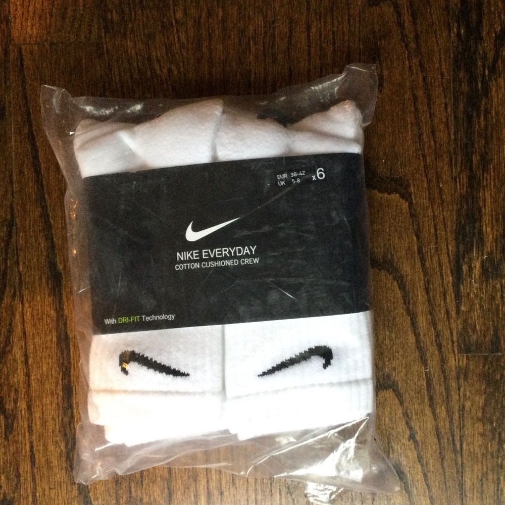 Nike Everyday Cotton Cushioned Crew Socks - White (6 Pack)